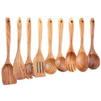 Premium Natural Teak Wood Kitchen Utensils – Eco-Friendly, Non-Toxic Cooking Spoons, Cookware for Home Everyday Use