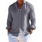 Chemise décontractée pour homme en lin mélangé