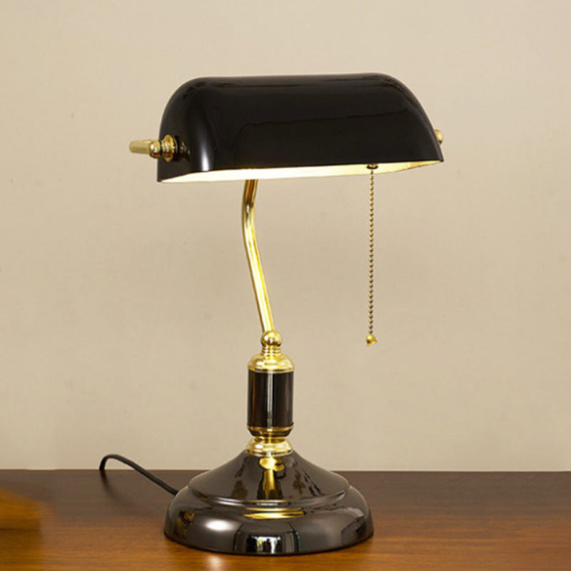 Classic Banker Desk Lamp | Green Glass Shade with Brass Base
