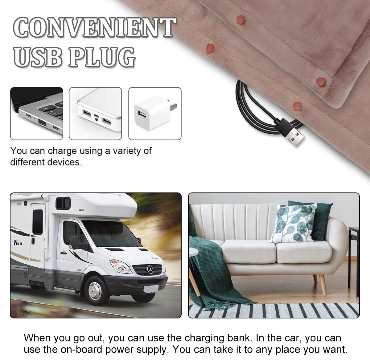 Couverture chauffante électrique sans fil