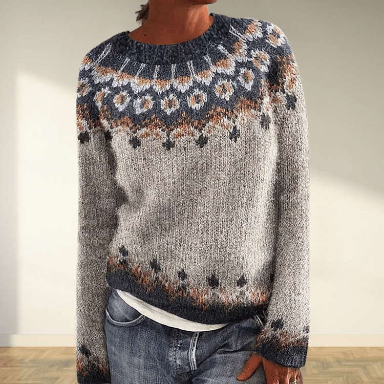 Nordic Fair Isle Sweater | Traditional Floral Pattern