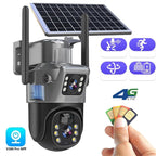 Caméra de Sécurité Sans Fil DualGuard 4K avec Panneau Solaire – 4K Ultra HD, Zoom 10x, Vision à 360°, Vision Nocturne, Audio Bidirectionnel, Étanche IP66