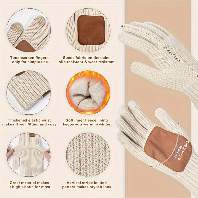 Winter Knit Hat Scarf Gloves Set | Touchscreen Compatible 3-Piece