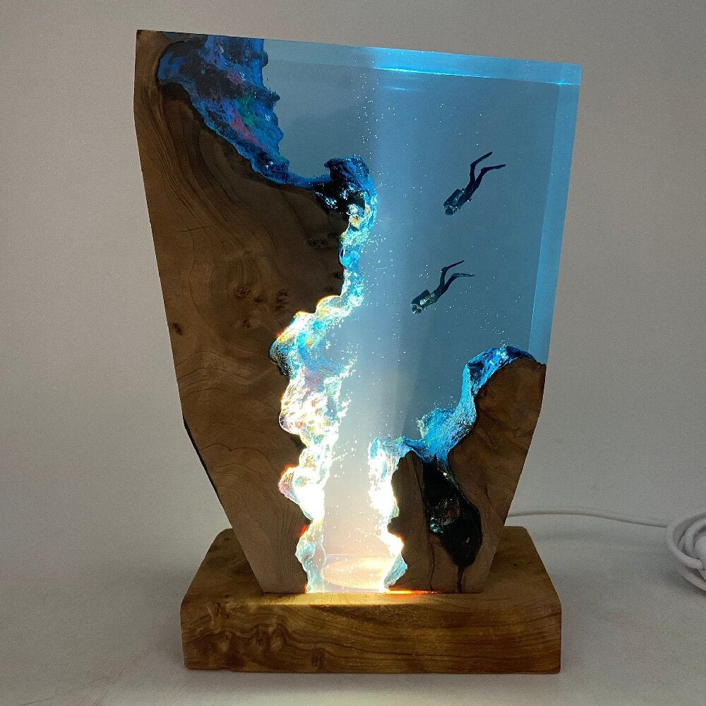 Elegant Table Lamp with Ocean Diver