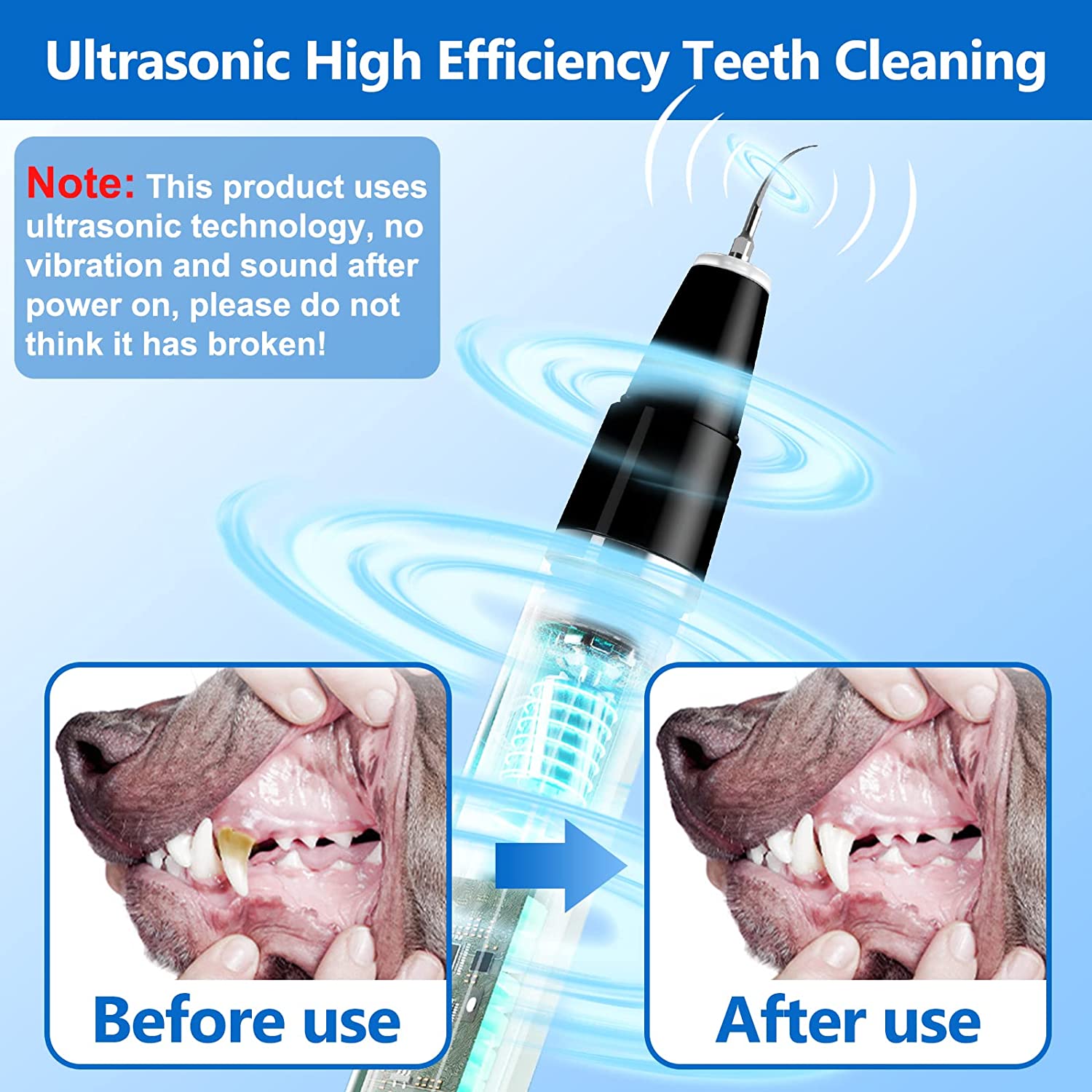 Professional Pet Ultrasonic Tartar Remover – Gentle & Effective Dental Care for Dogs and Cats