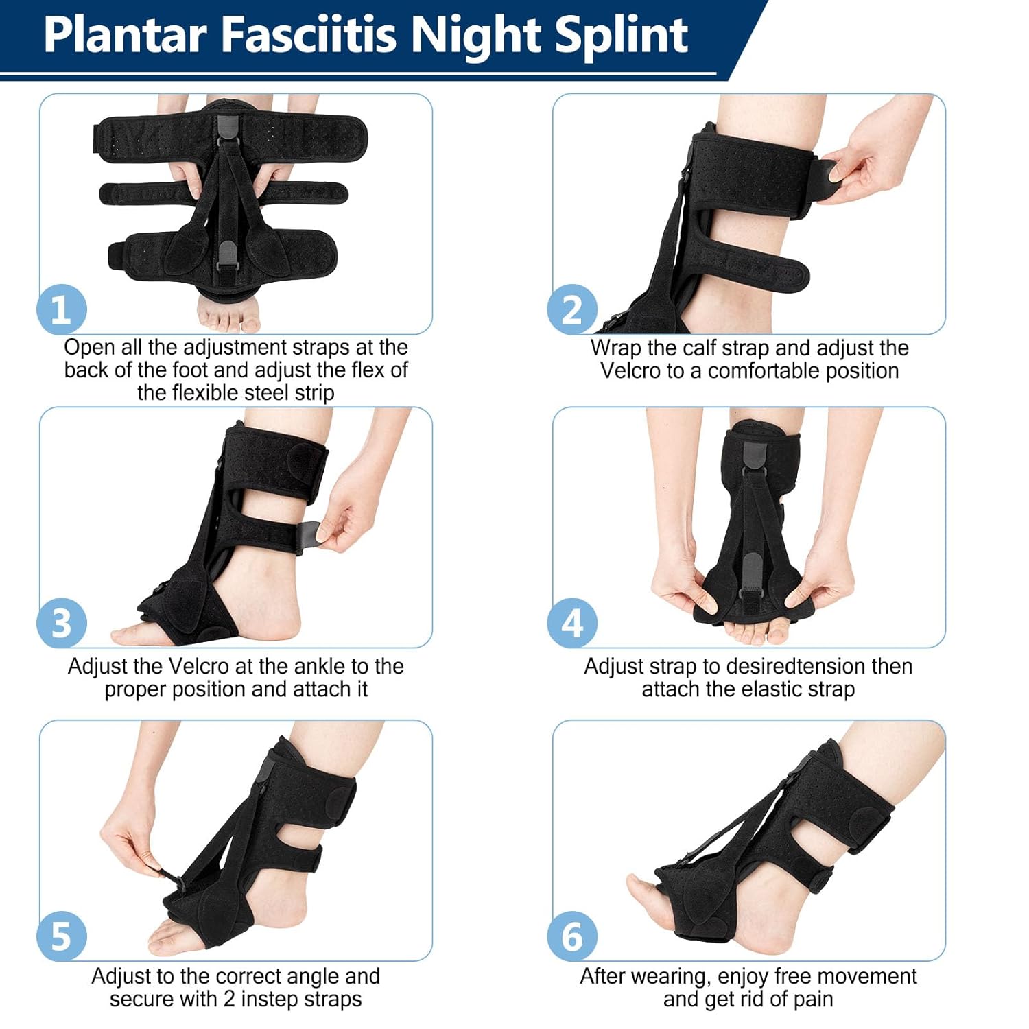 ReliefFlex | Premium Night Splint for Plantar Fasciitis – Pain Relief & Improved Sleep