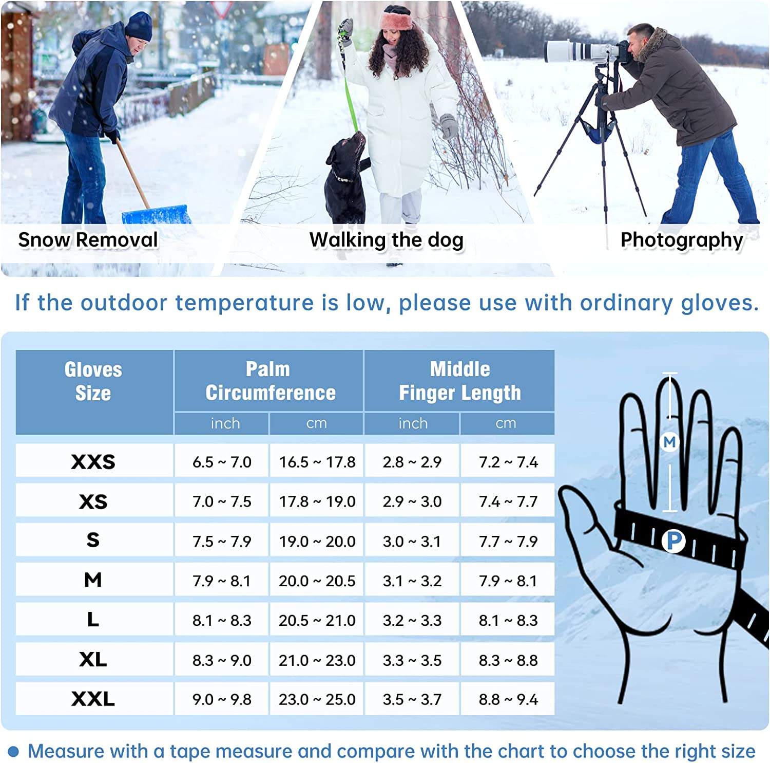 Heated Gloves Battery Powered Waterproof Touchscreen Winter Gloves
