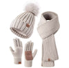 Winter Knit Hat Scarf Gloves Set | Touchscreen Compatible 3-Piece