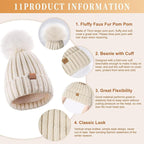 Winter Knit Hat Scarf Gloves Set | Touchscreen Compatible 3-Piece