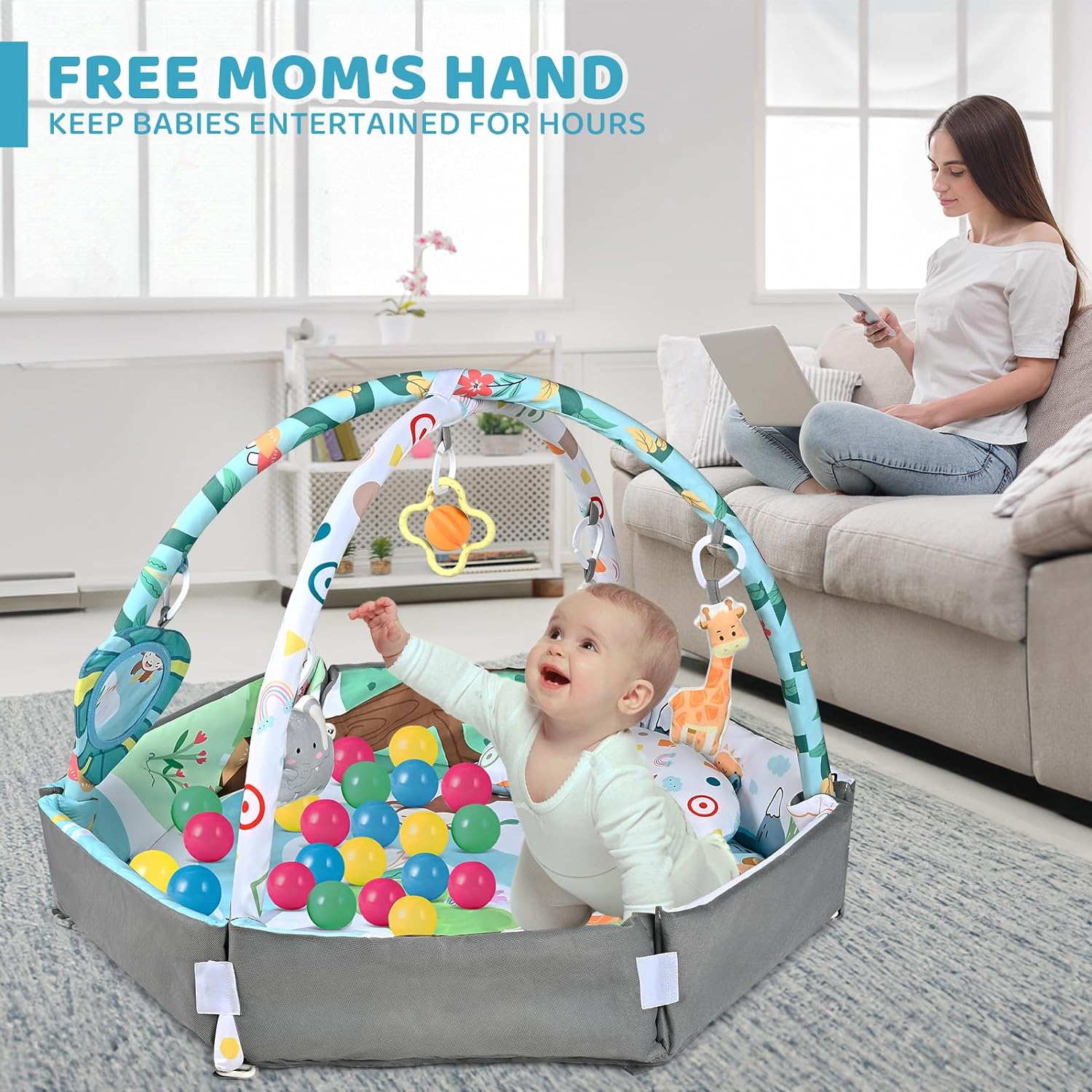 Baby Activity Play Mat | 8-in-1 Sensory Development Center