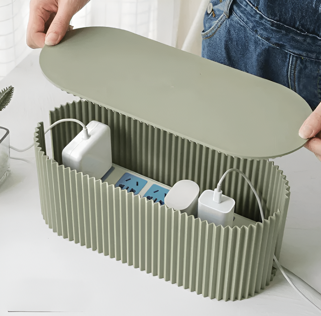 Minimalist Cable Box in Soft Colors – Stylish Macaron Design for Desk and Home Organization