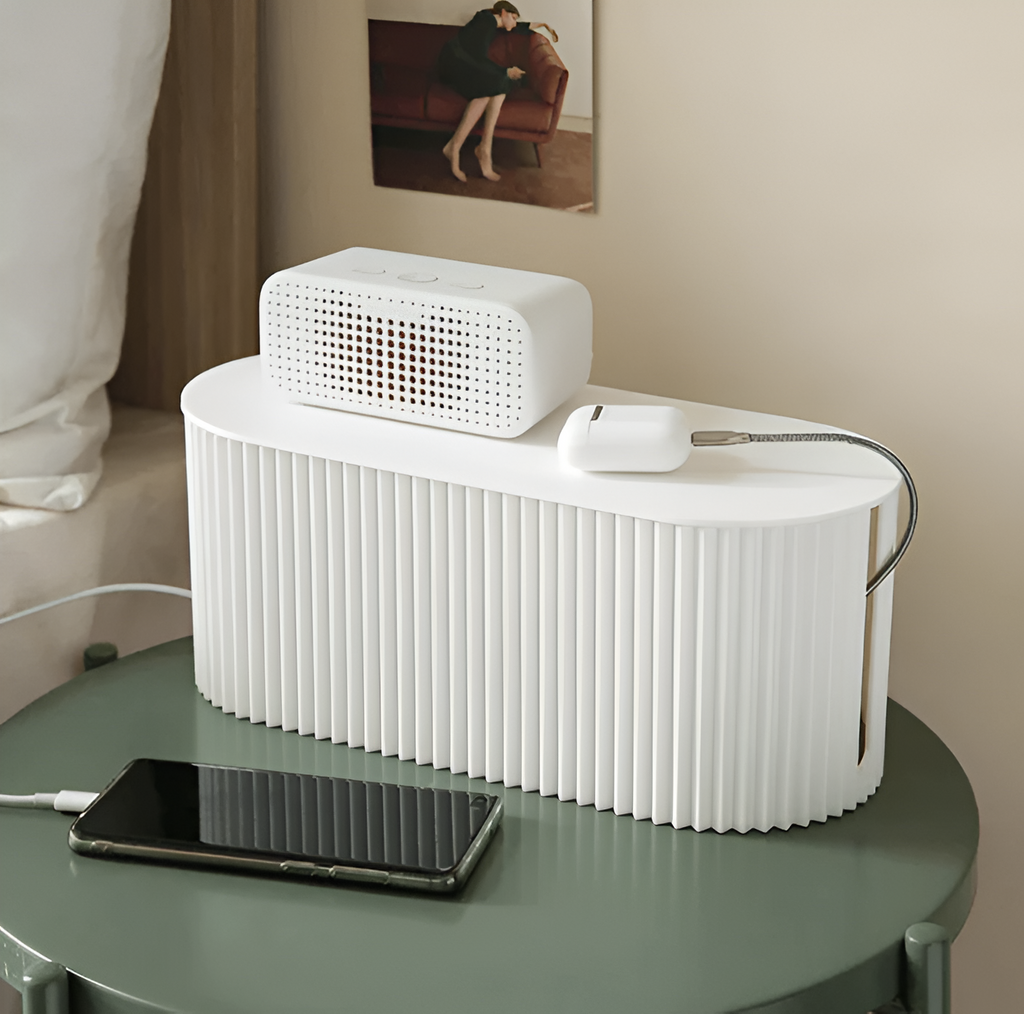 Minimalist Cable Box in Soft Colors – Stylish Macaron Design for Desk and Home Organization