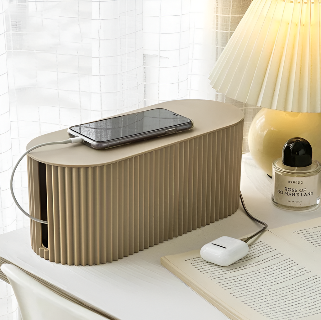 Minimalist Cable Box in Soft Colors – Stylish Macaron Design for Desk and Home Organization