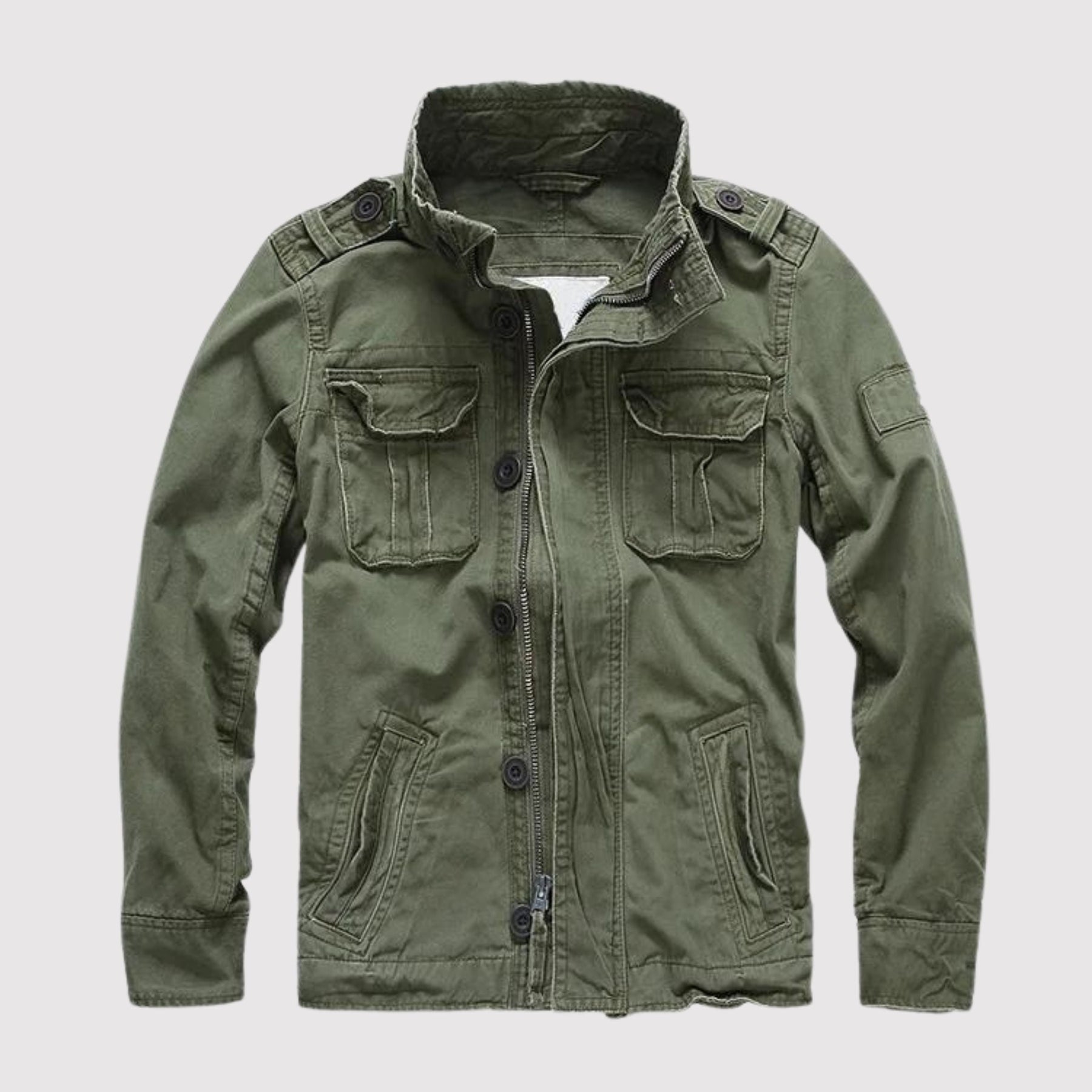 Men's Vintage Military Field Jacket with Multiple Pockets for Mid-Season Wear