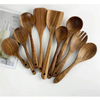 Premium Natural Teak Wood Kitchen Utensils – Eco-Friendly, Non-Toxic Cooking Spoons, Cookware for Home Everyday Use