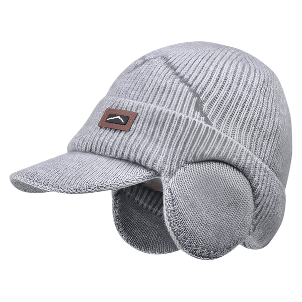 Knitted Winter Hat with Ear Flaps and Visor