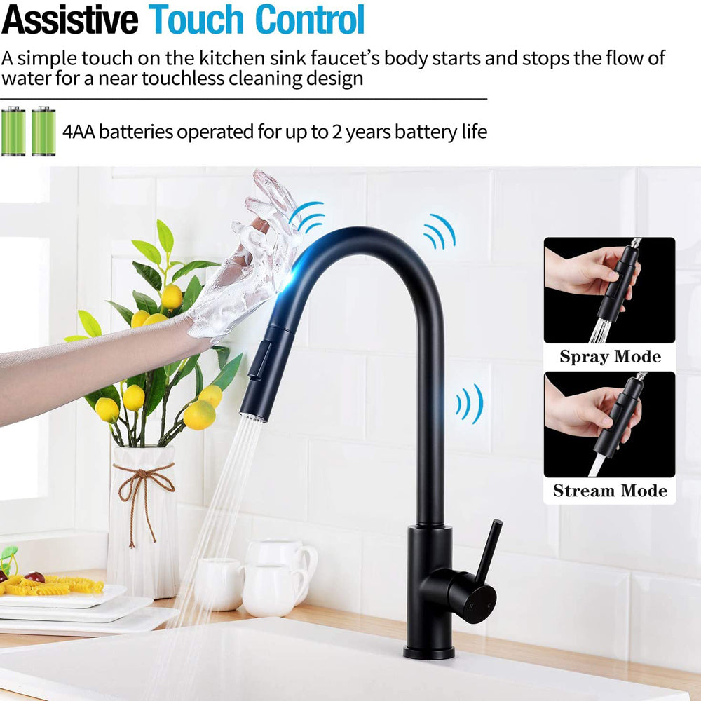 Robinet de Cuisine à Capteur Tactile avec Pulvérisateur Extractible – Design Intelligent et Moderne