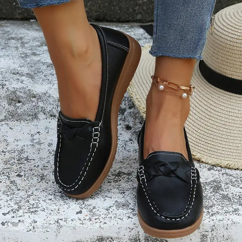 Chaussures Mocassins à Enfiler en Cuir Souple pour Femmes – Confort et Style au Quotidien