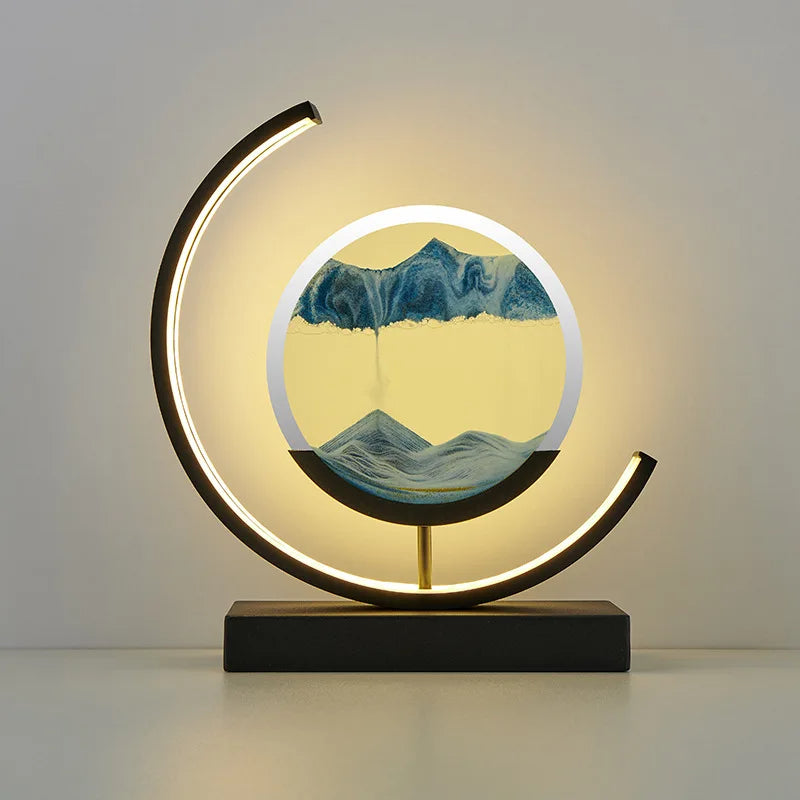 Paysages Sablés Profonds : Art du Sable Illuminé pour une Décoration Intérieure Apaisante