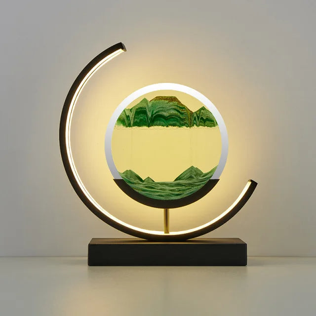 Paysages Sablés Profonds : Art du Sable Illuminé pour une Décoration Intérieure Apaisante