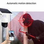 Caméra de Sécurité Sans Fil DualGuard 4K avec Panneau Solaire – 4K Ultra HD, Zoom 10x, Vision à 360°, Vision Nocturne, Audio Bidirectionnel, Étanche IP66