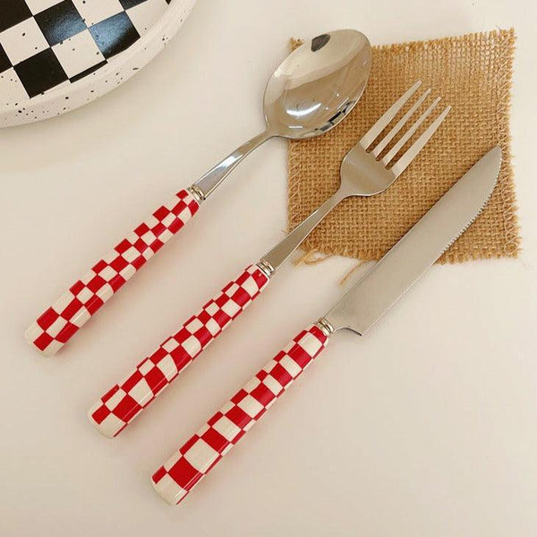 Stainless Steel Cutlery Chessboard Design