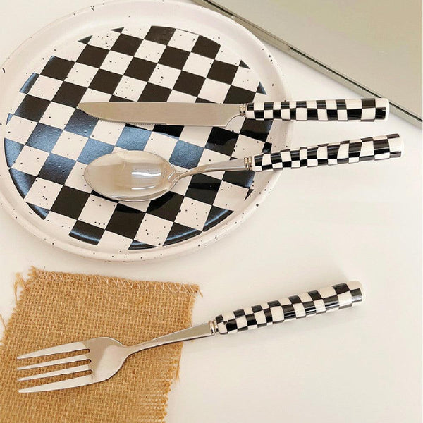 Stainless Steel Cutlery Chessboard Design