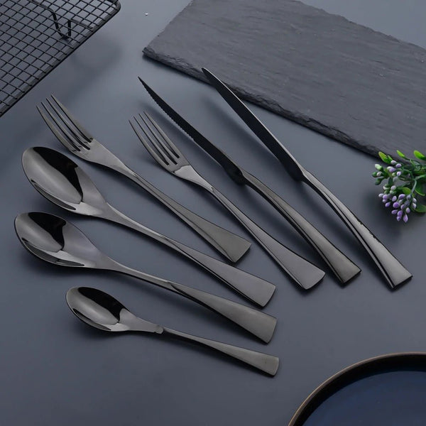 Elegant Black Stainless Steel Cutlery Set